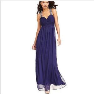 NWT Betsy & Adam Deep Purple Bejeweled Formal Gown, Size 6